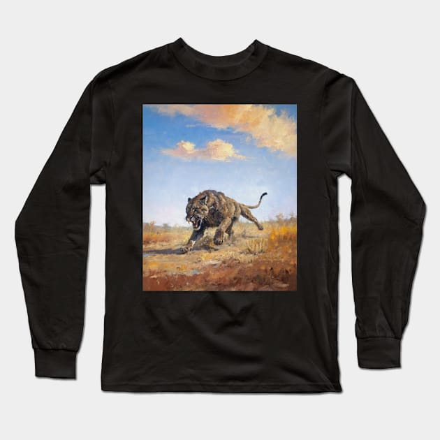 Leaping Lioness Apex Predator Of The Savannah Long Sleeve T-Shirt by PositiefVibez